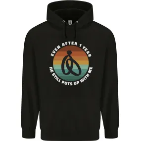 1 Year Wedding Anniversary 1st Marriage Mens 80% Cotton Hoodie