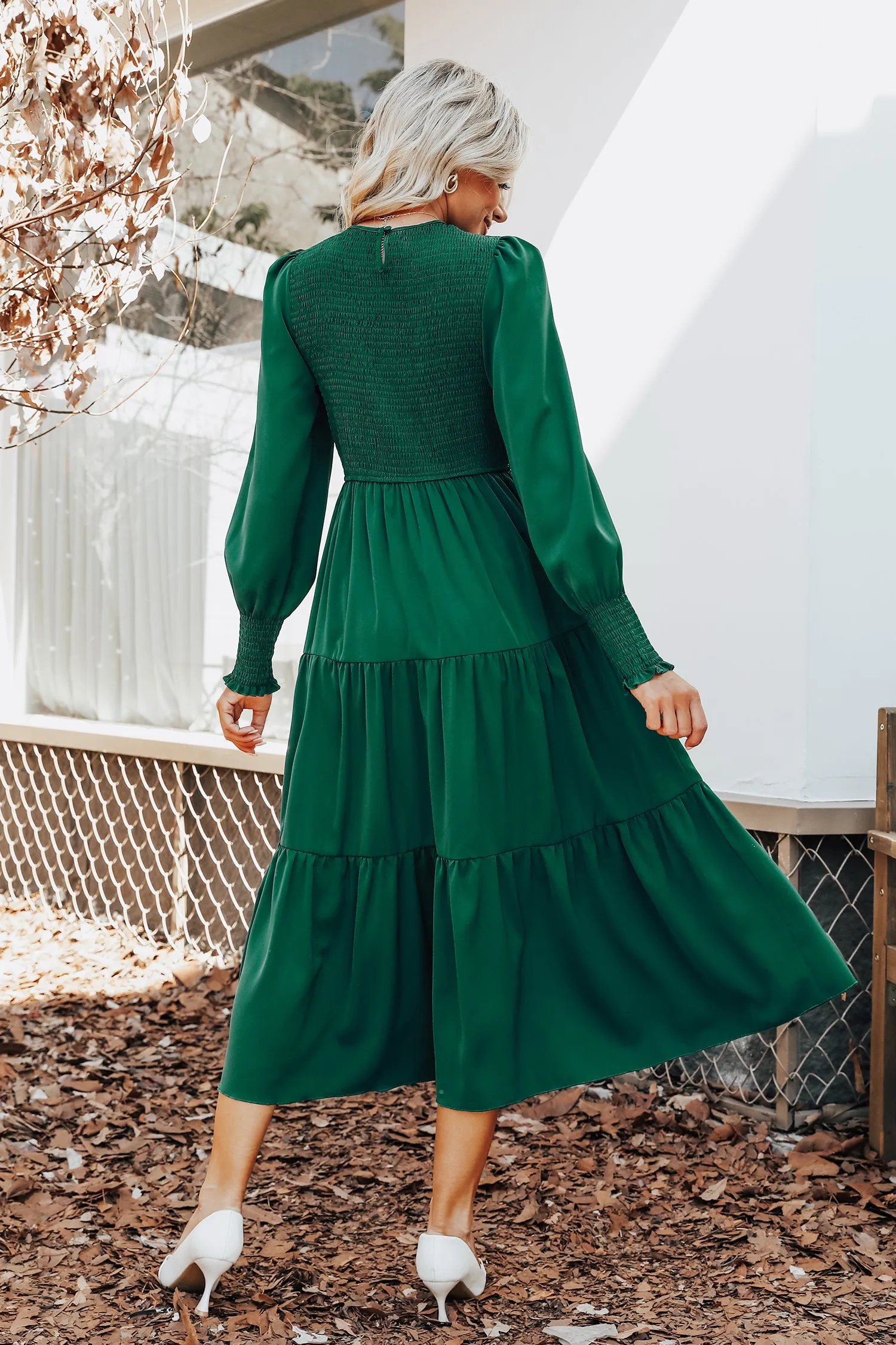 Anastasia Smocked Long Sleeve Maxi Dress