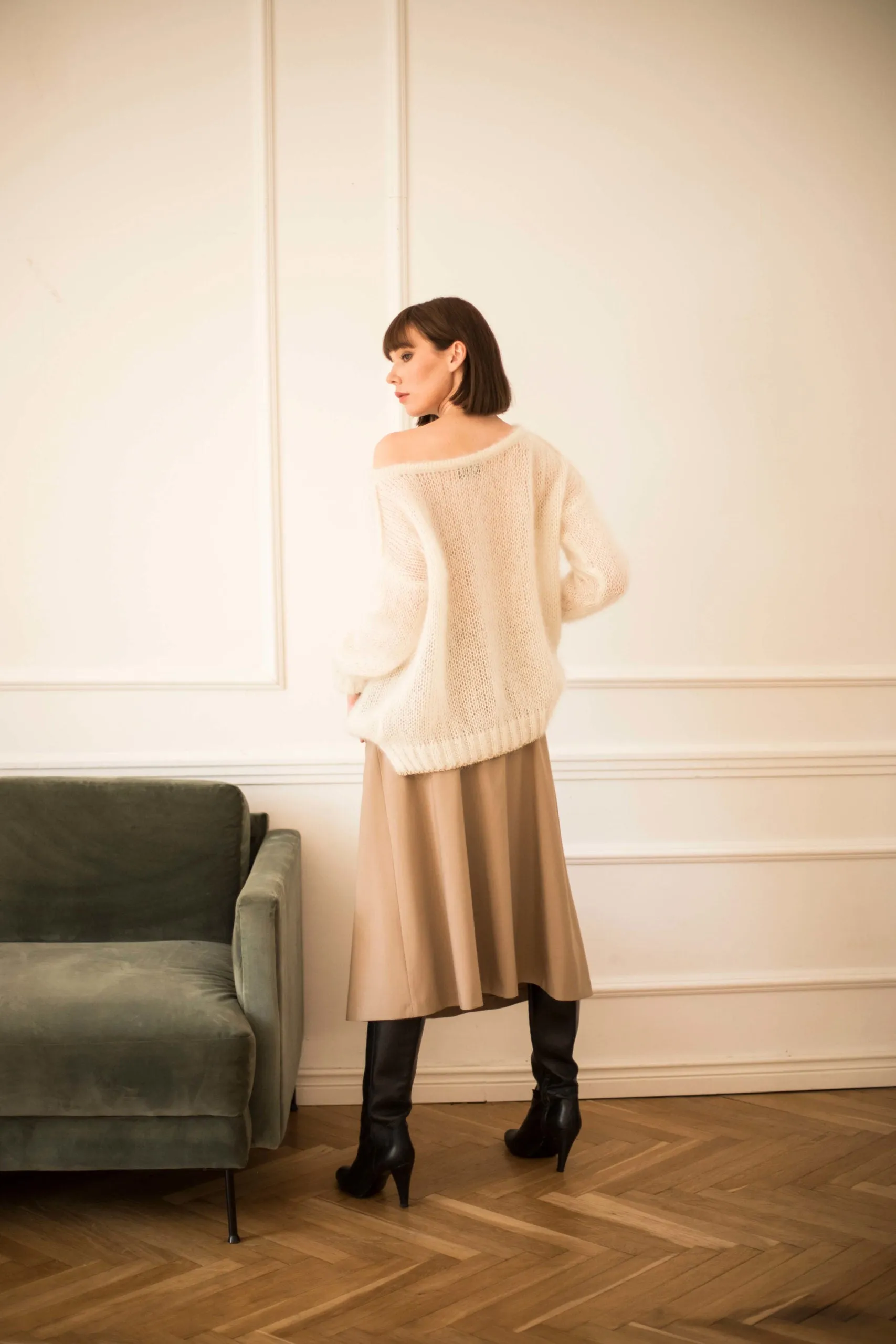 Beige Button Skirt