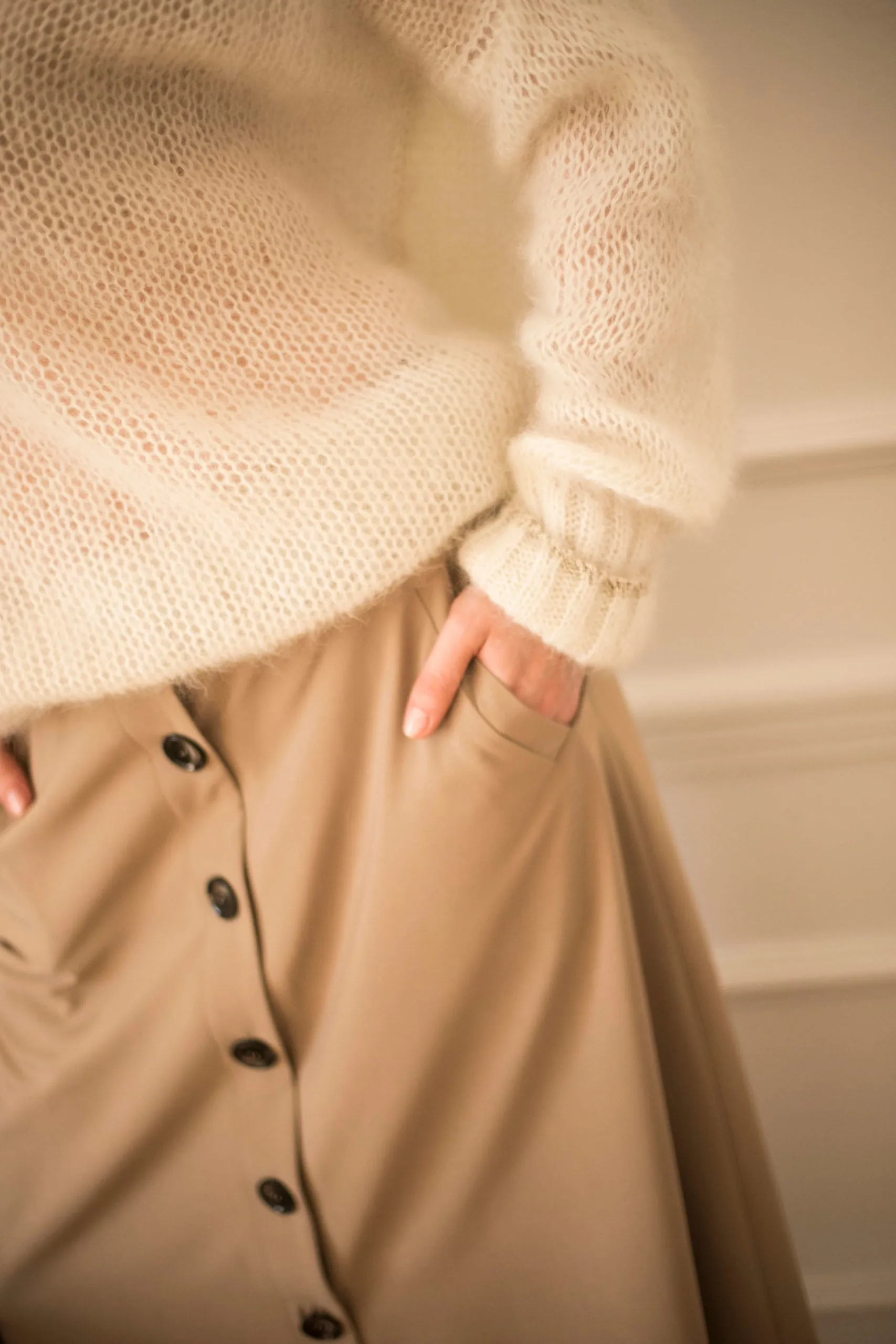 Beige Button Skirt