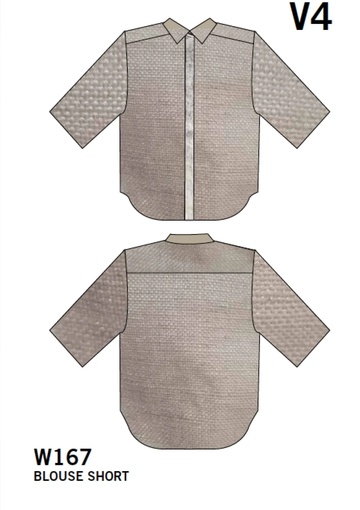 BLOUSE SHORT SLEEVES CONCEALED BUTTONS - LINEN natural white