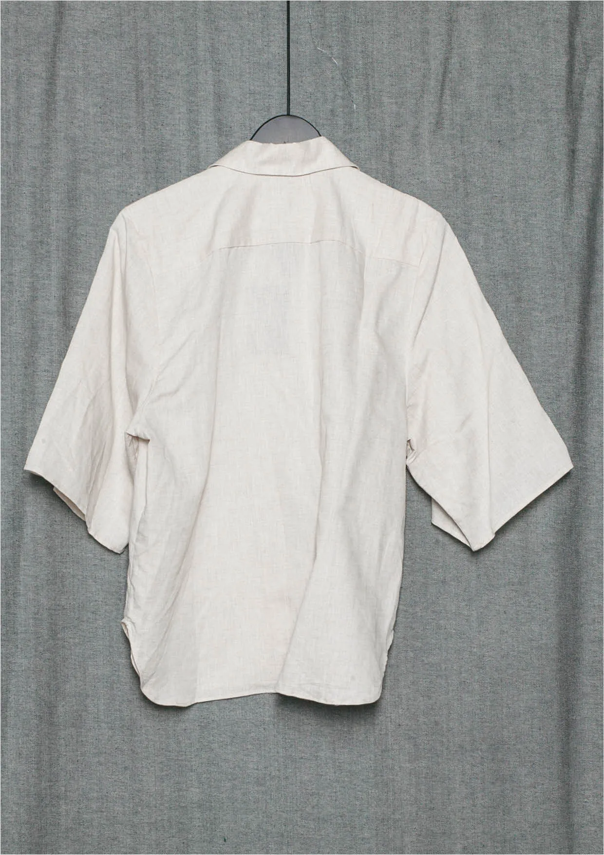 BLOUSE SHORT SLEEVES CONCEALED BUTTONS - LINEN natural white