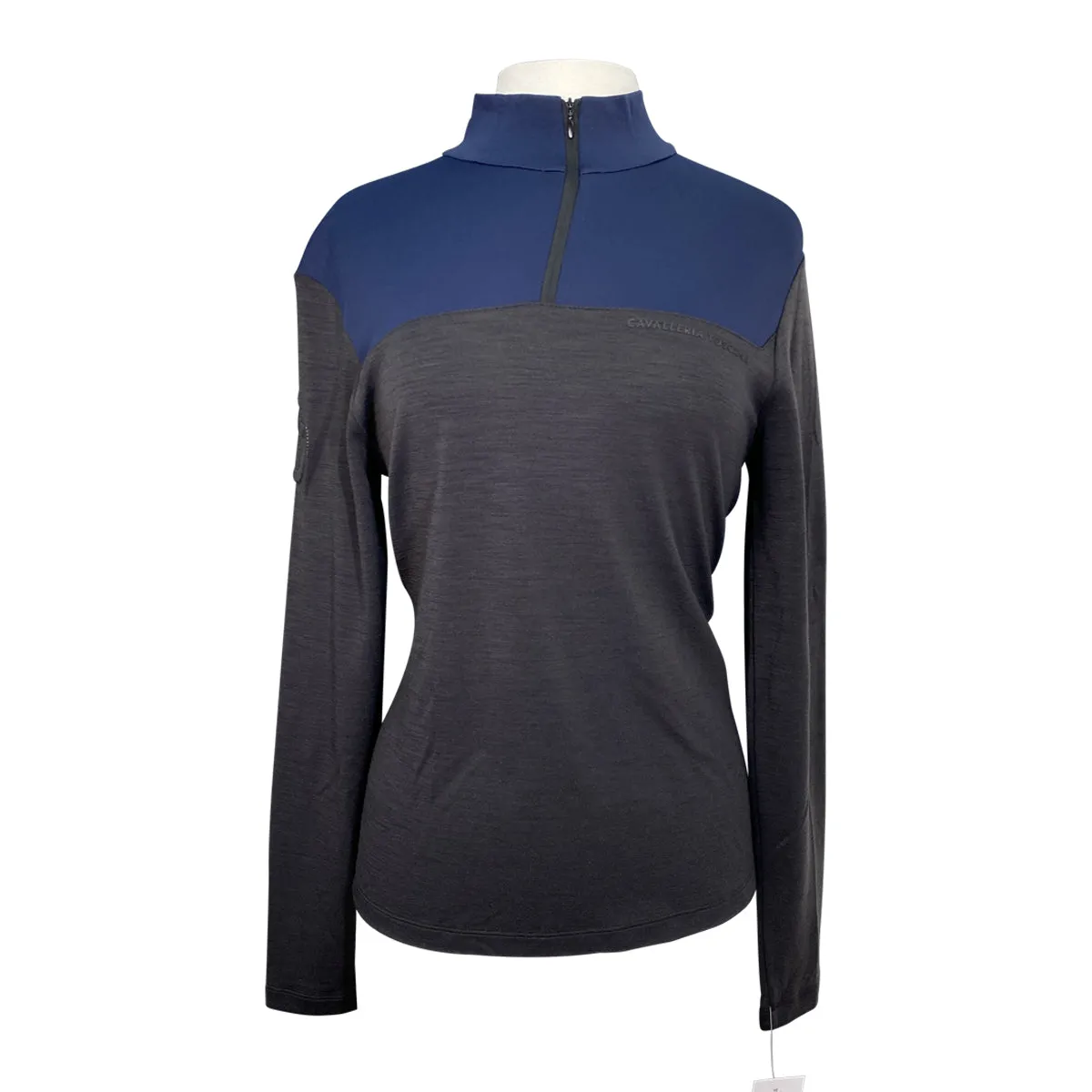 Cavalleria Toscana Tech Wool Half Zip Turtleneck in Navy/Black - Women's Medium