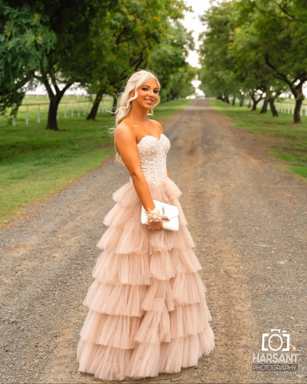 Celeste Layered Strapless Ball Gown - Blush