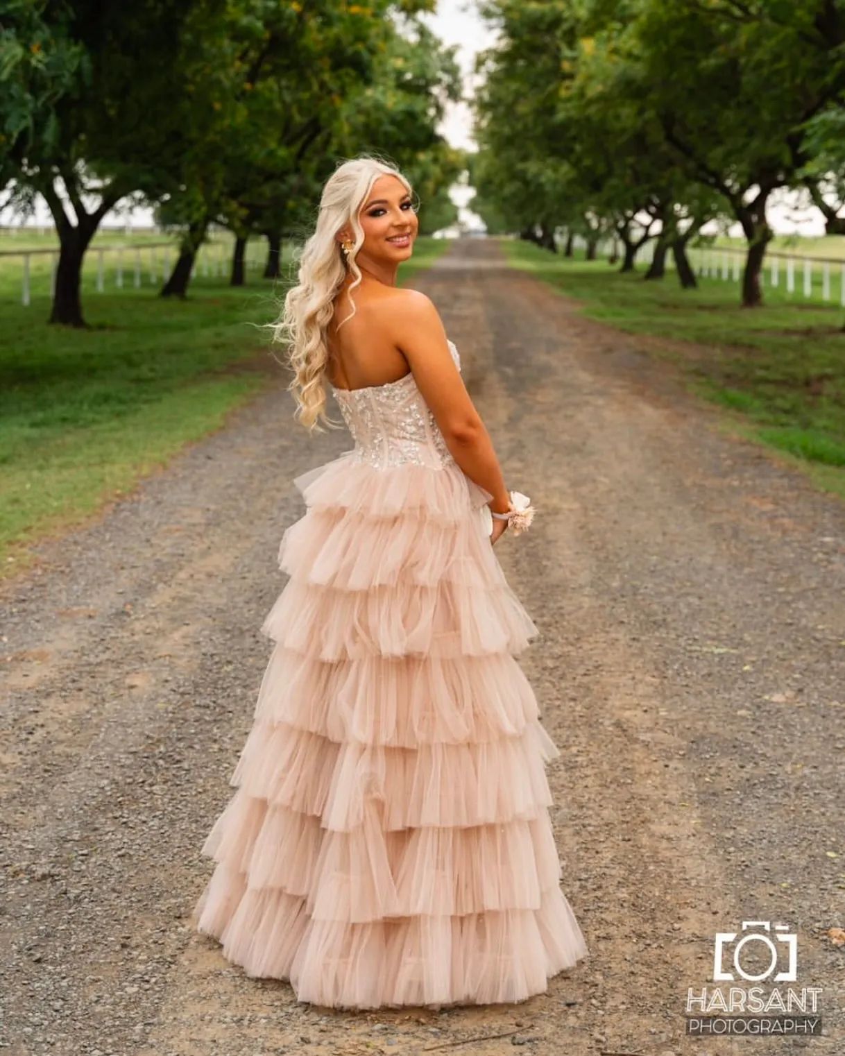 Celeste Layered Strapless Ball Gown - Blush