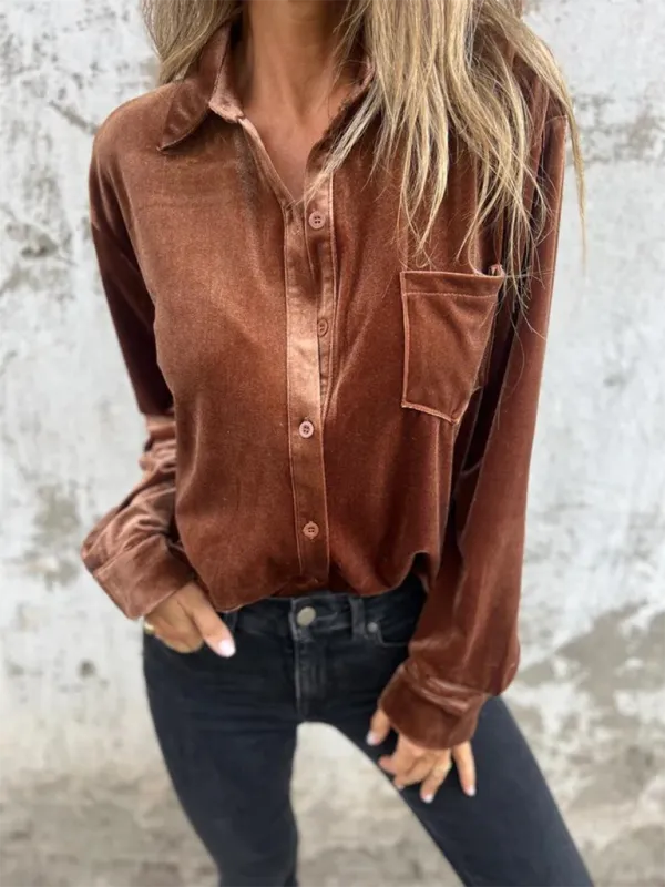 Classic Velvet Button-Down Fall Shirt