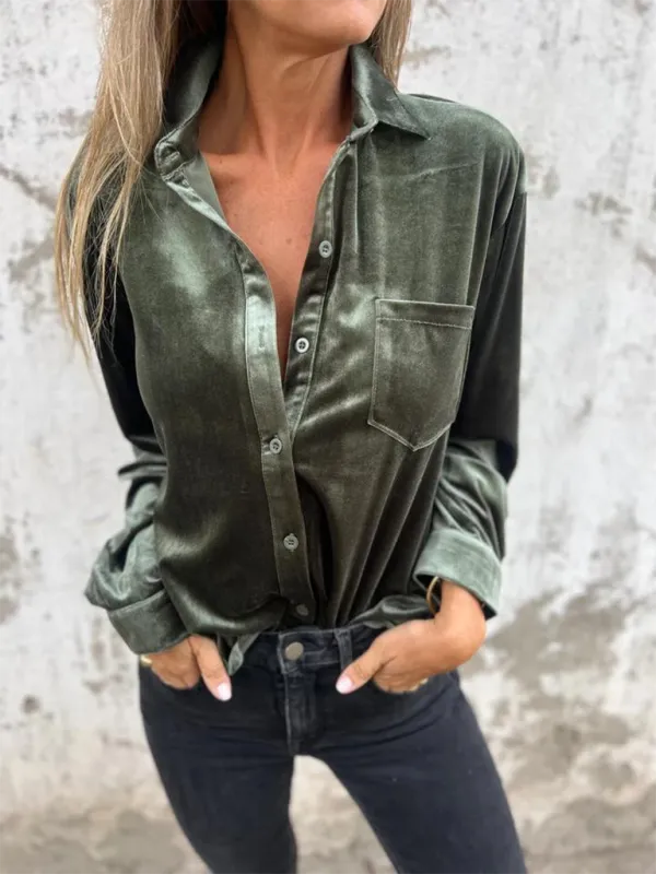 Classic Velvet Button-Down Fall Shirt