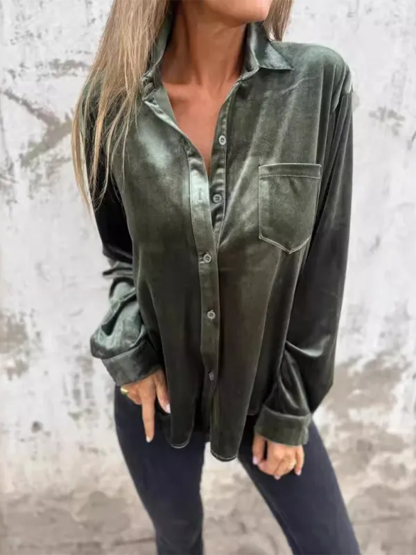 Classic Velvet Button-Down Fall Shirt