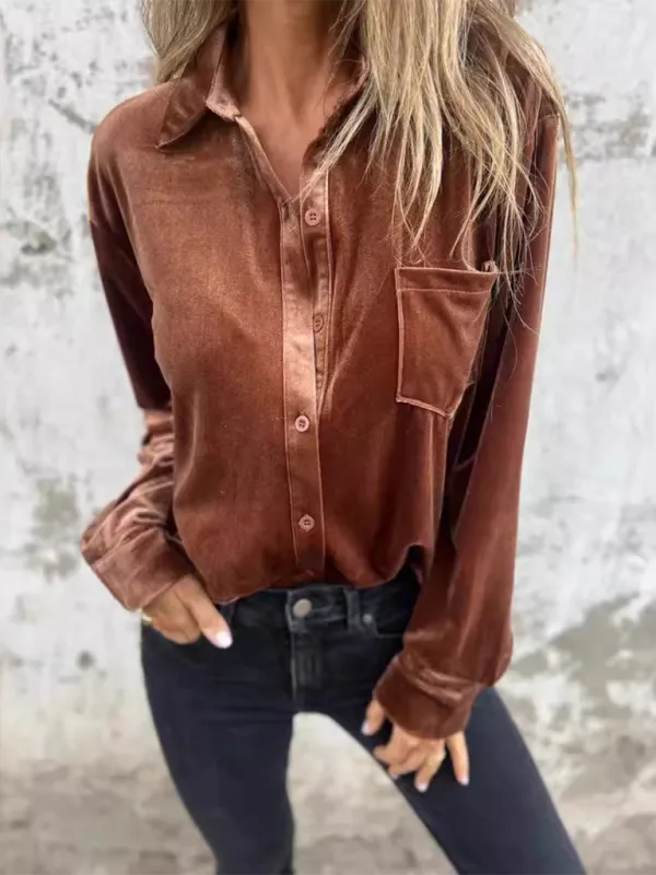 Classic Velvet Button-Down Fall Shirt