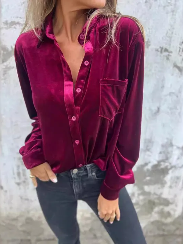 Classic Velvet Button-Down Fall Shirt