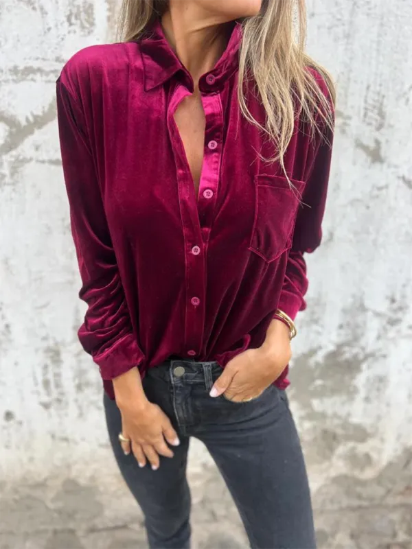 Classic Velvet Button-Down Fall Shirt