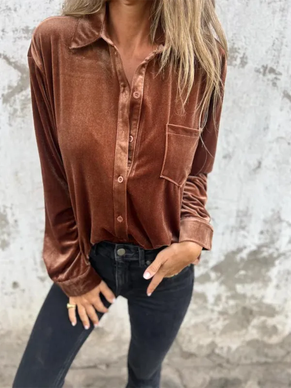 Classic Velvet Button-Down Fall Shirt
