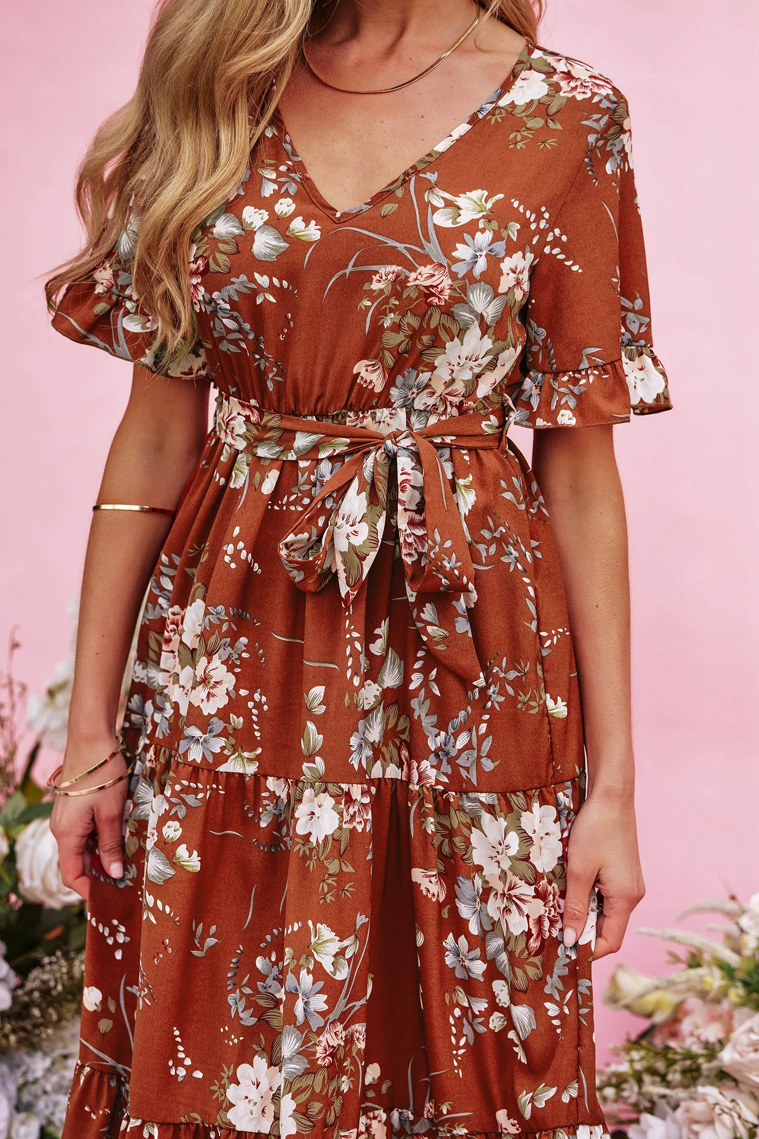 Devotion Belted Floral Print Dress