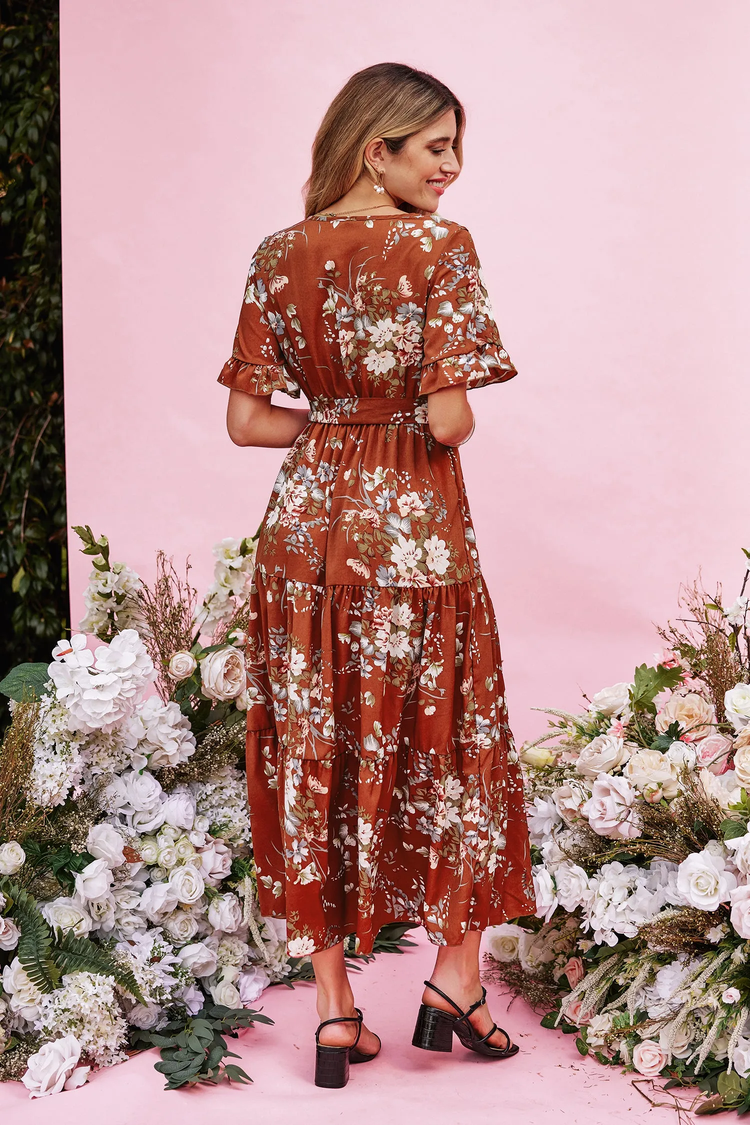Devotion Belted Floral Print Dress
