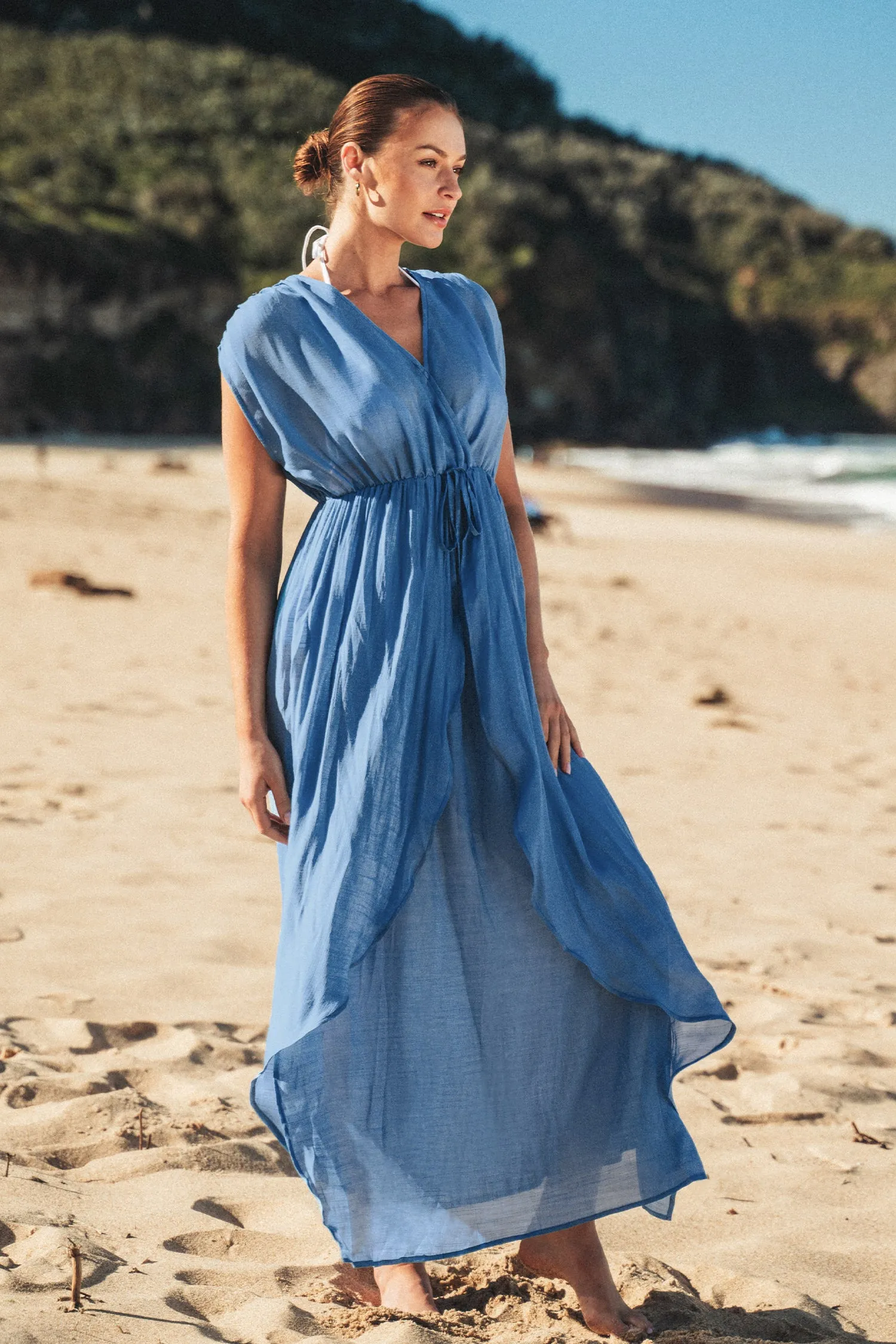 Dreamy Drawstring Ruffled Cover-Up Dress