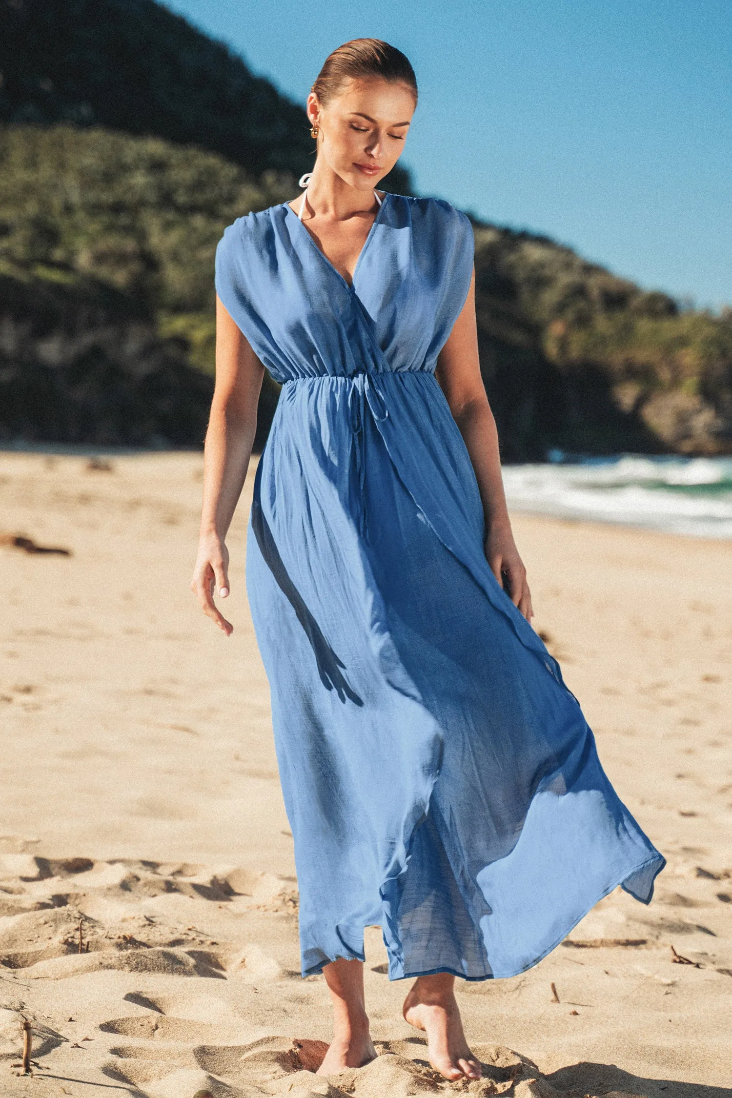 Dreamy Drawstring Ruffled Cover-Up Dress