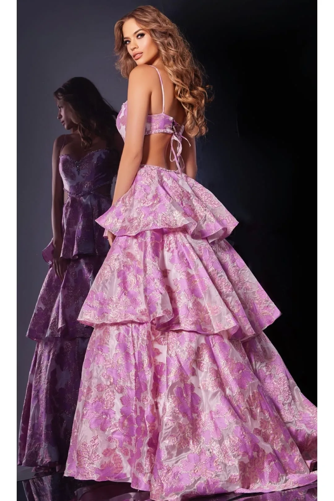 Floral Pink Prom Ball Gown: Jovani D5994