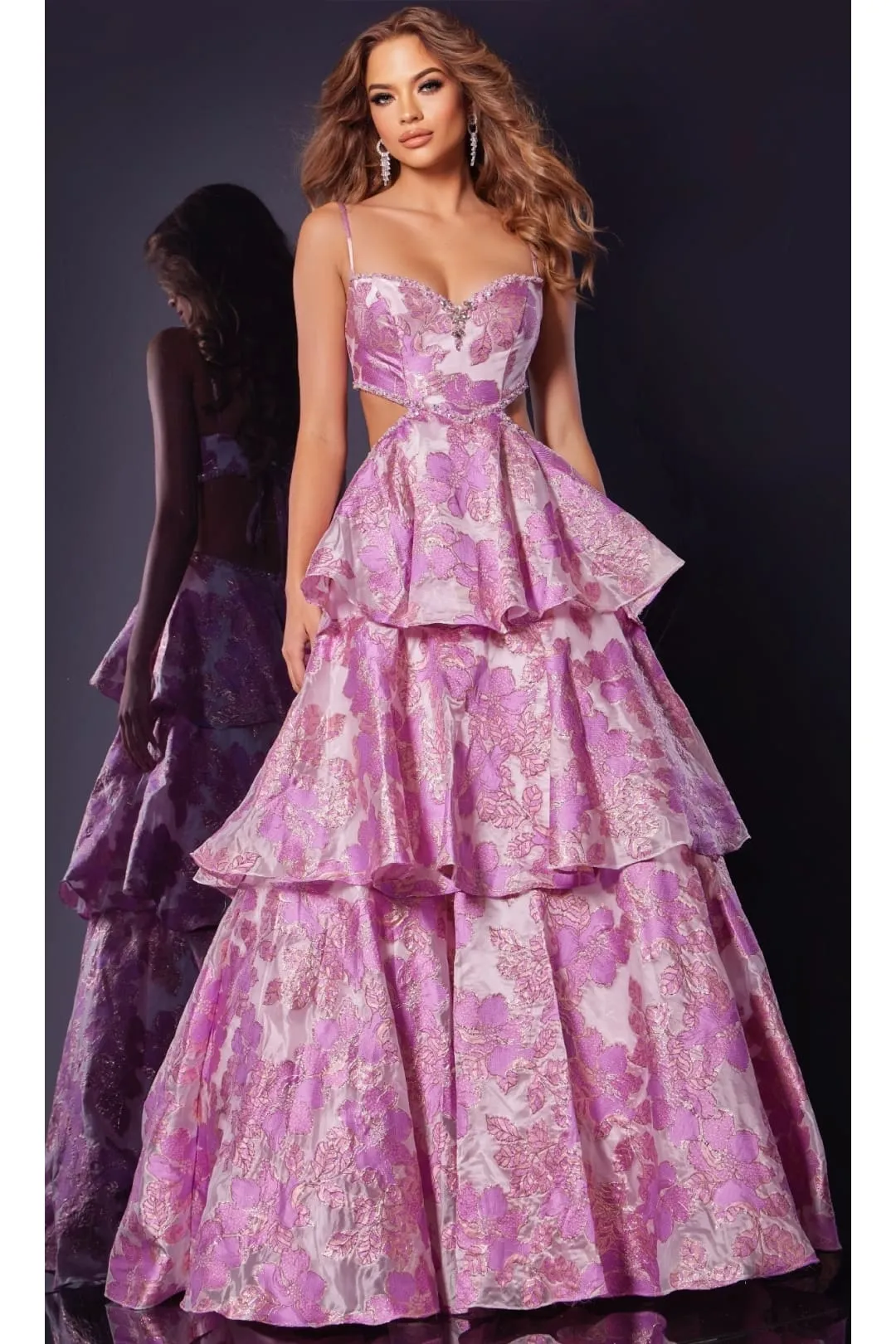 Floral Pink Prom Ball Gown: Jovani D5994