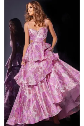 Floral Pink Prom Ball Gown: Jovani D5994
