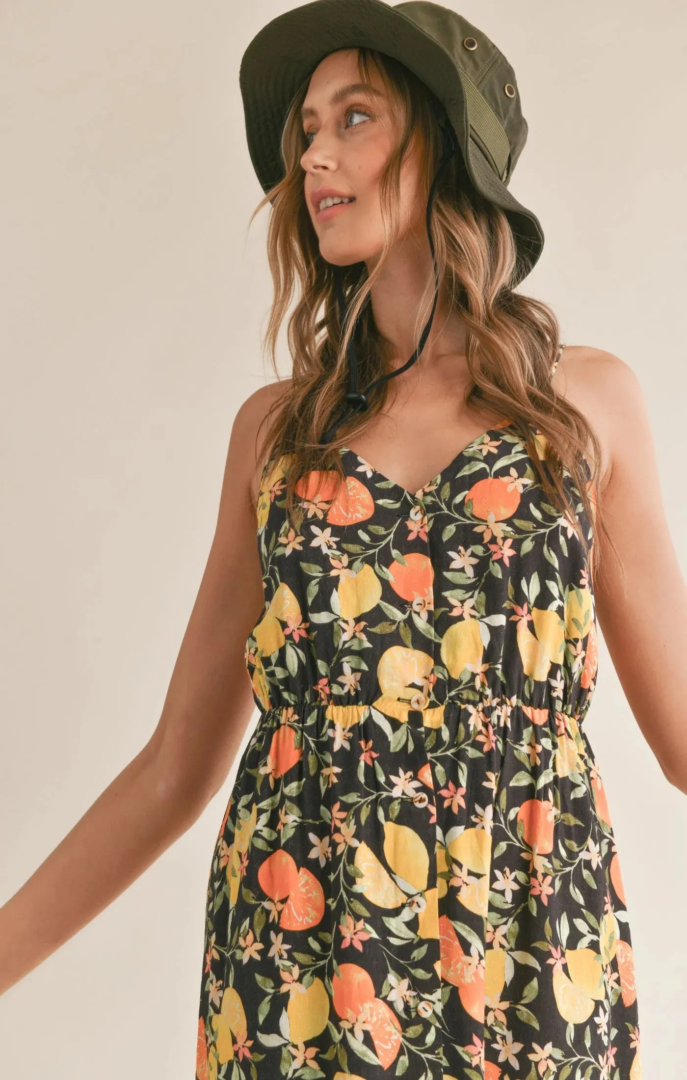 Gia Fruitful Button Down Maxi Dress