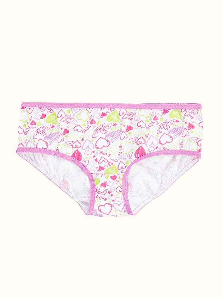 Girls' Cotton Hipster Underwear (10 Pack) - Colorful Hearts