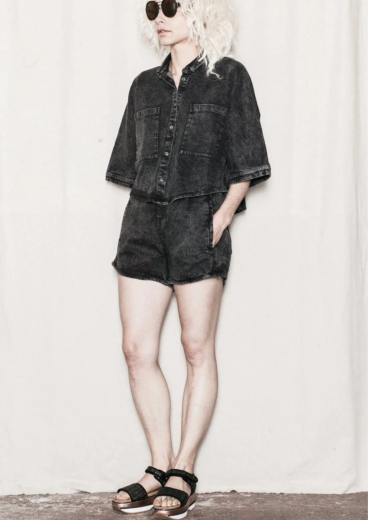 HIP SUMMER SHORTS - DENIM washed black