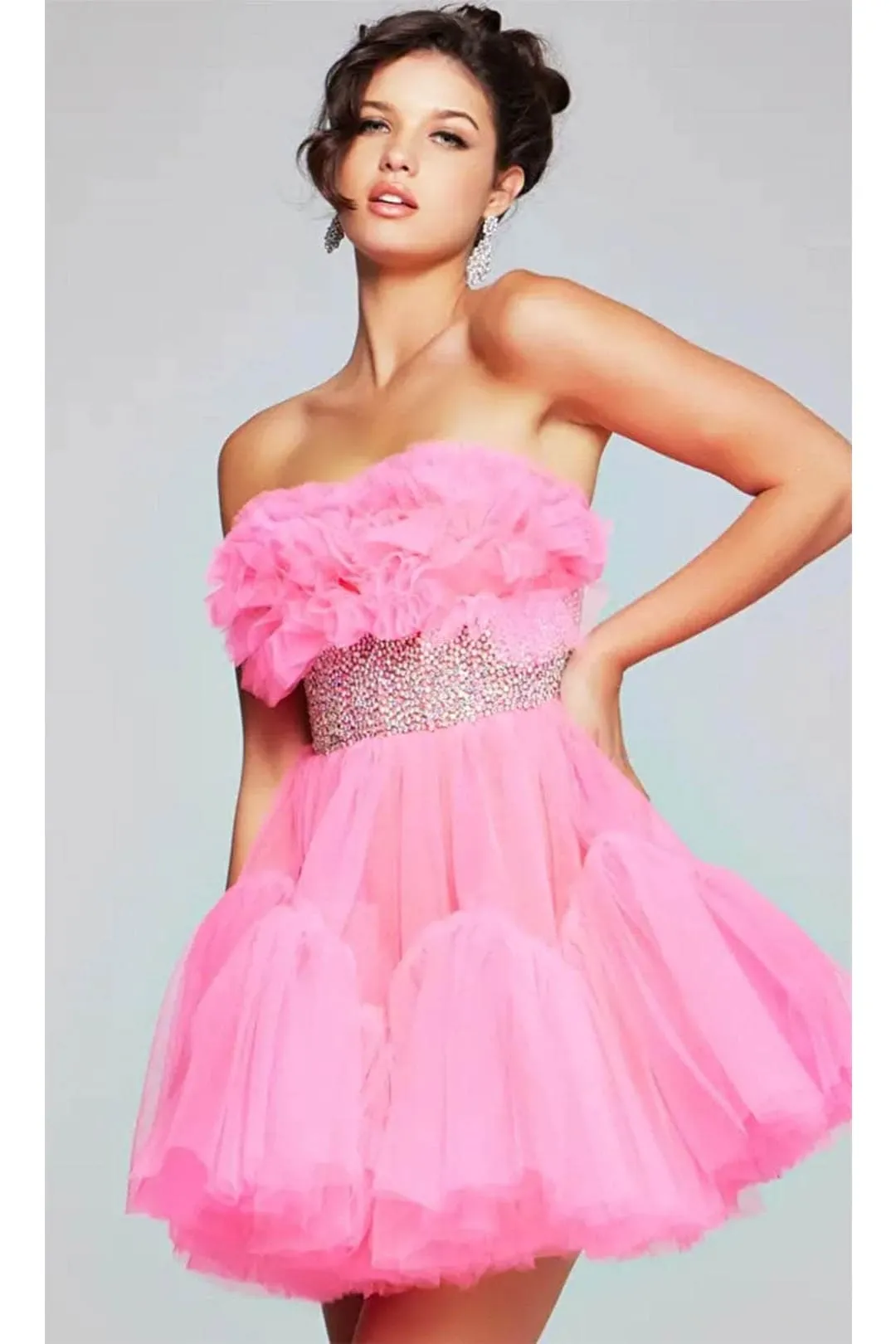 Jovani 40186 - Rhinestone Top Strapless Cocktail Dress