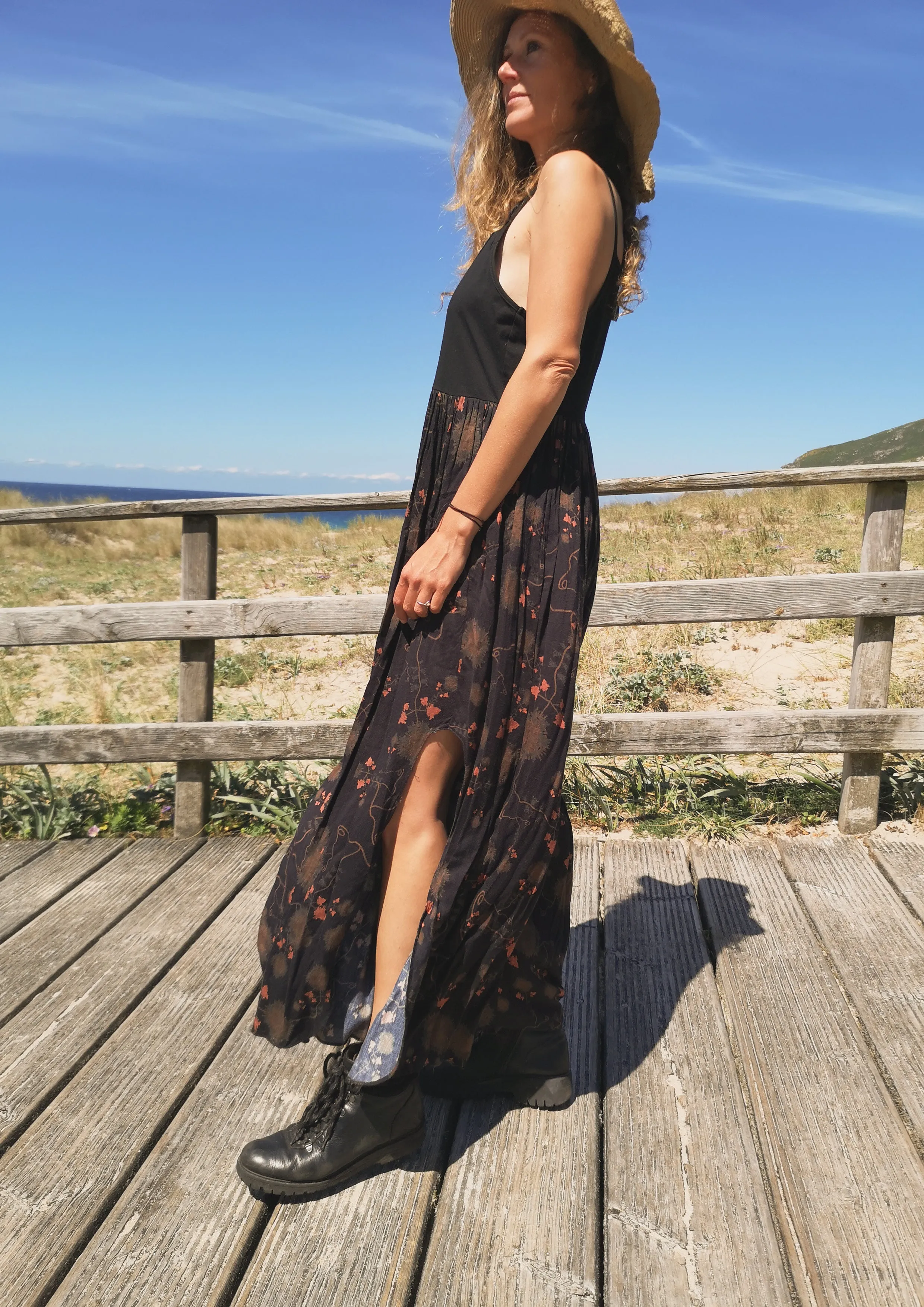 JUMPSUIT WIDE LEGS  - RAYON print rust/black