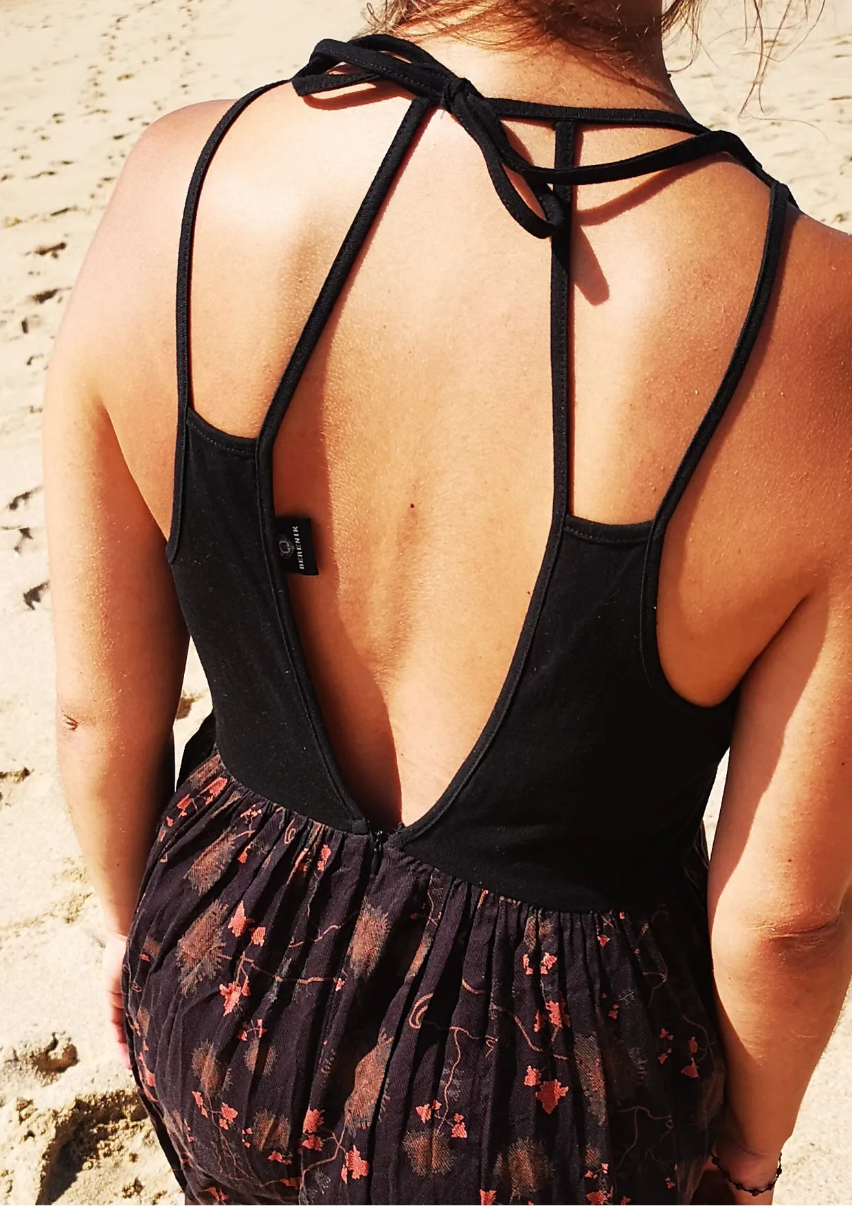 JUMPSUIT WIDE LEGS  - RAYON print rust/black