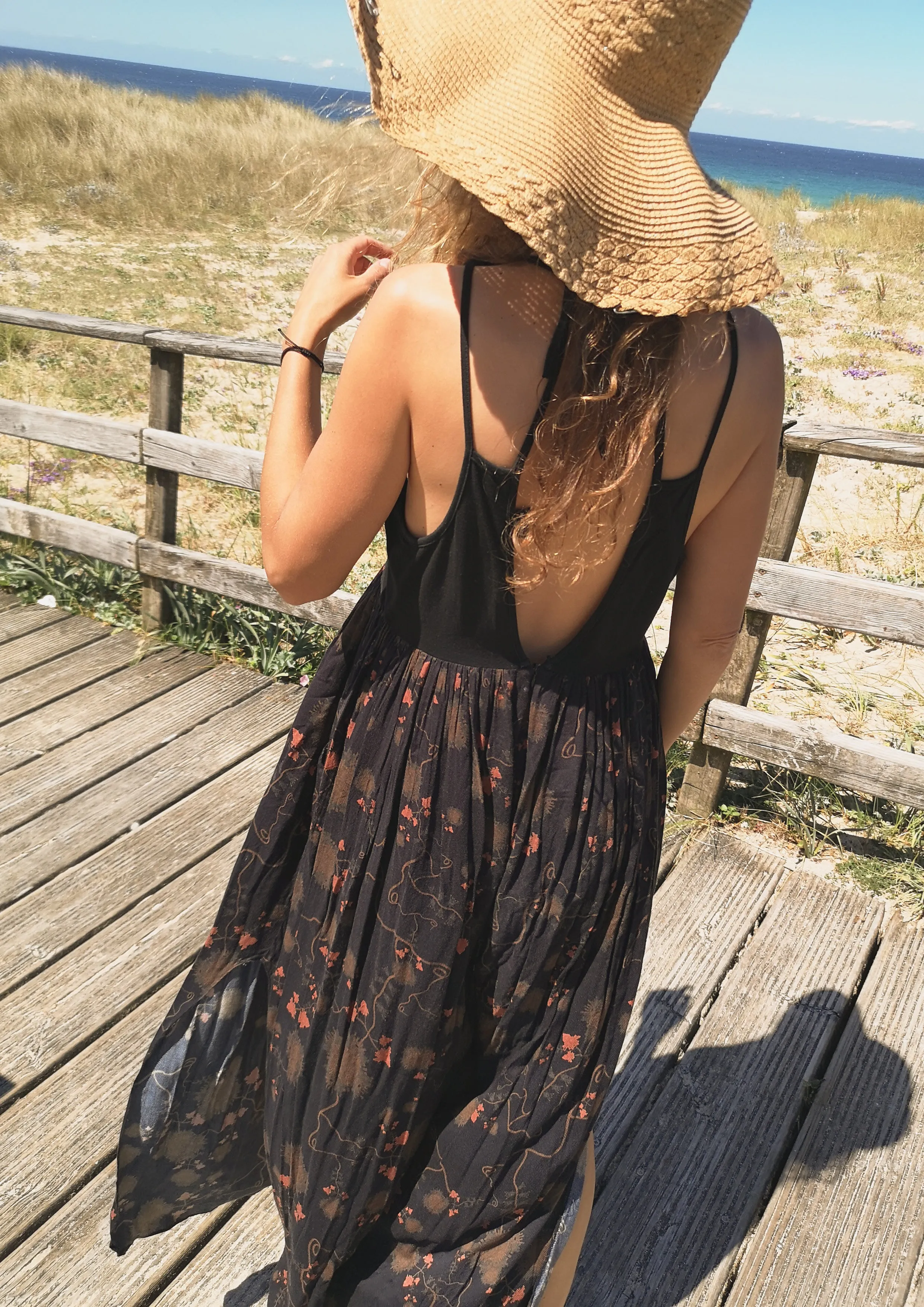 JUMPSUIT WIDE LEGS  - RAYON print rust/black