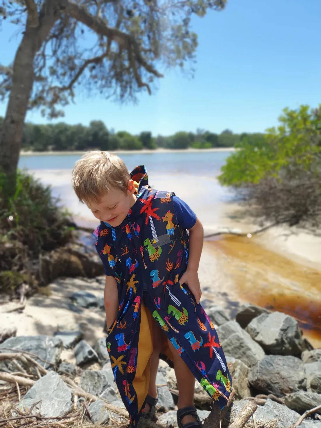 Kid's Schmik Convertible Swim Parka- Dinosaur Print