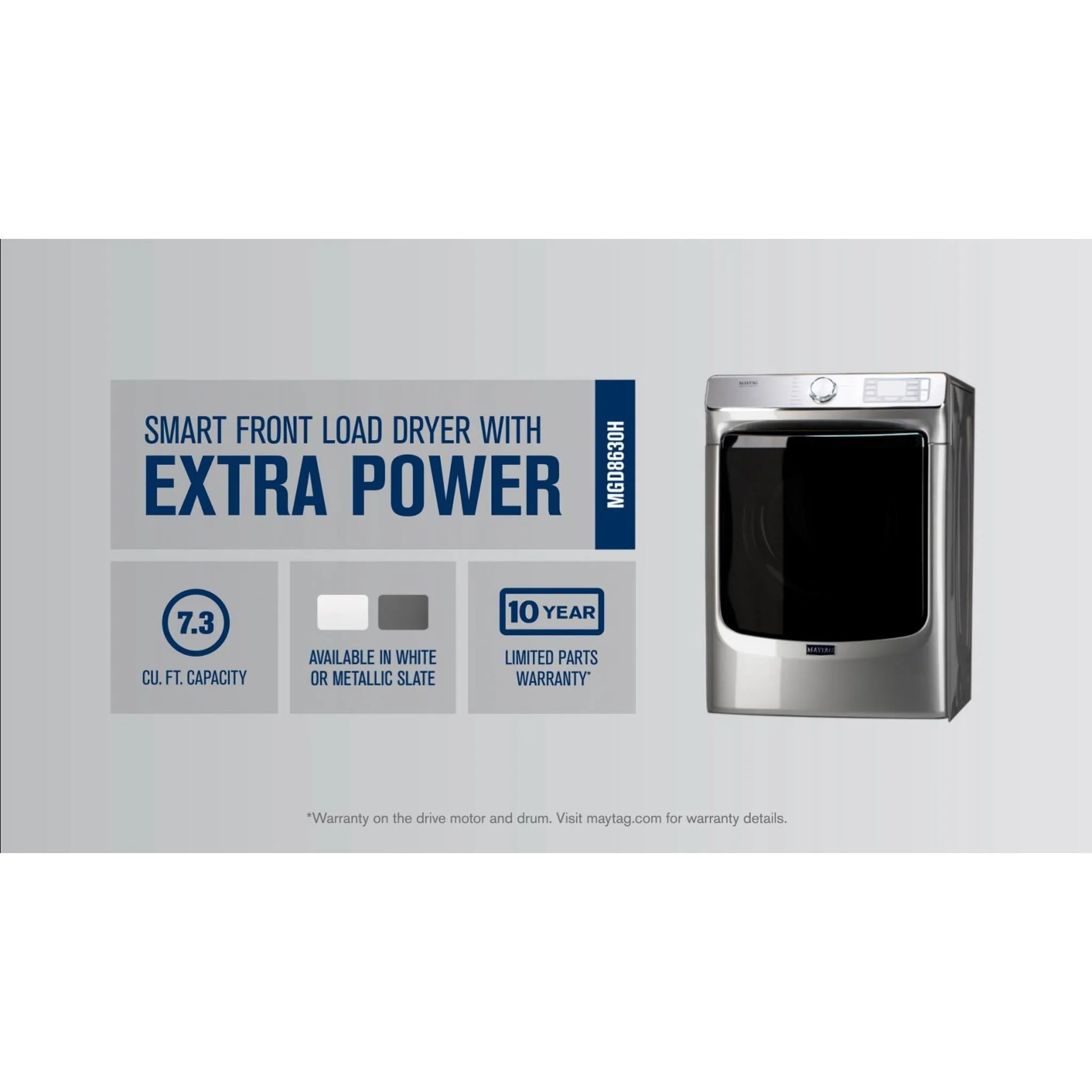 Maytag Front Load Gas Dryer with Extra Power and Advanced Moisture Sensing with industry-exclusive extra moisture sensor - 7.3 cu. ft. (MGD8630HW)