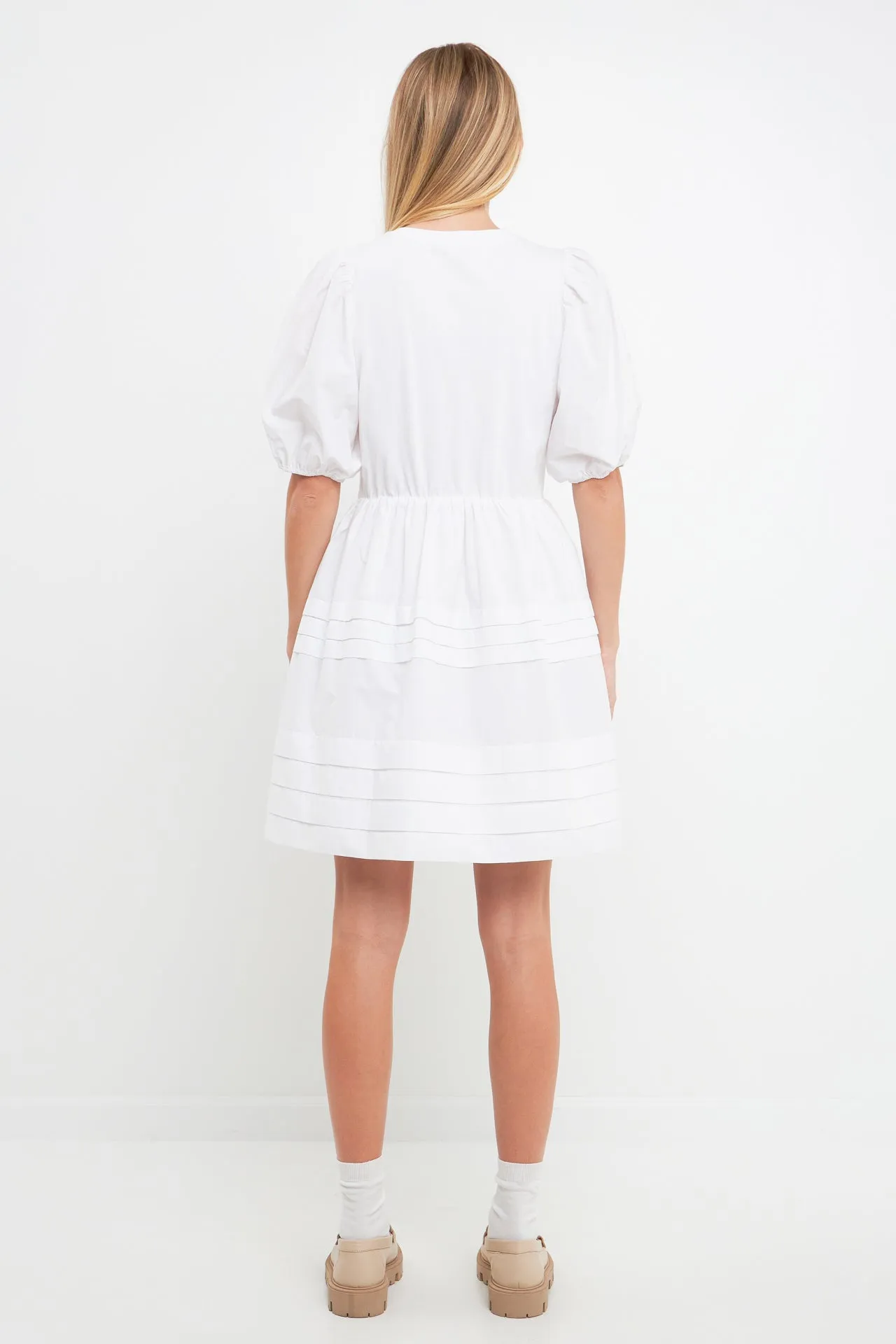 Mixed Media Pleats Mini Dress