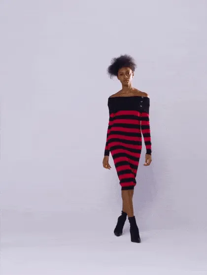 Off-The-Shoulder Stripe Sweater Dress