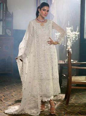 Pakistani White Dress With Silver Embellishment #PF230