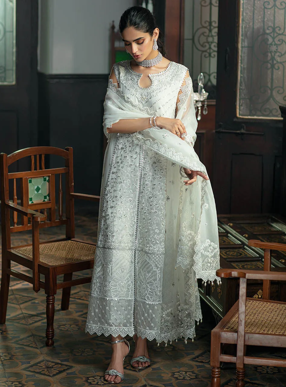 Pakistani White Dress With Silver Embellishment #PF230