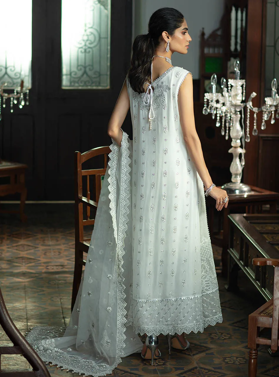 Pakistani White Dress With Silver Embellishment #PF230