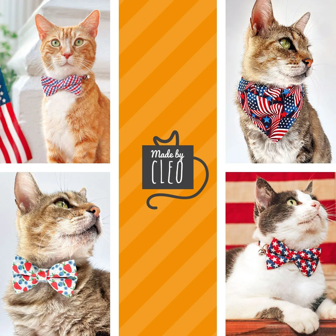 Patriotic Pet Bandana - "Stars & Stripes" - 4th of July USA American Flag Bandana for Cat   Small Dog / Independence Day, Election Day / Slide-on Bandana / Over-the-Collar (One Size)