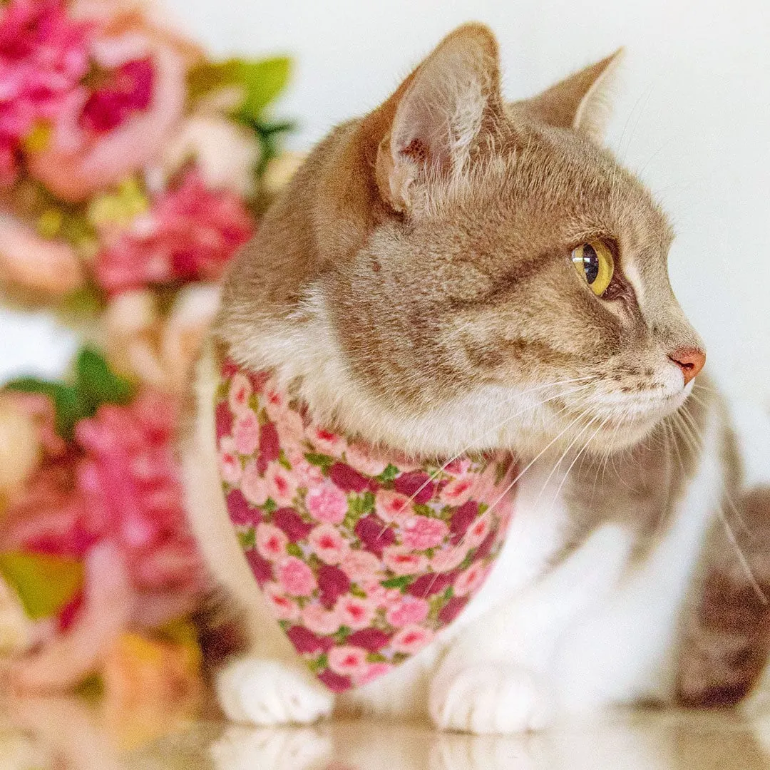 Pet Bandana - "Pretty in Peony - Purple" - Peonies Bandana for Cat   Small Dog / Slide-on Bandana / Over-the-Collar (One Size)