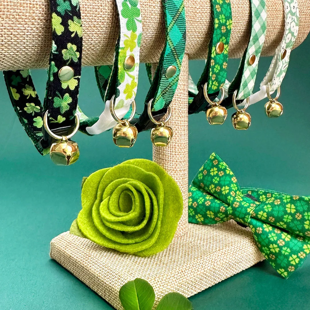 Pet Bandana - "Shamrock Spirit" - St. Patrick's Day Bandana for Cat   Small Dog / Irish, Clover / Slide-on Bandana / Over-the-Collar (One Size)