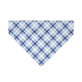 Pet Bandana - "Skye" - Light Blue Plaid Bandana for Cat   Small Dog / Wedding, Fall, Winter, Summer / Slide-on Bandana / Over-the-Collar (One Size)