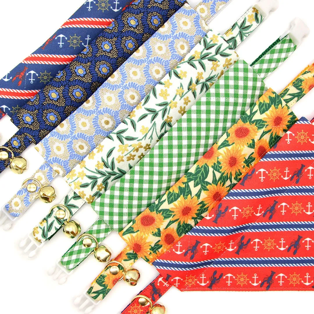 Pet Bandana - "Sunflowers" - Yellow Floral Bandana for Cat   Small Dog / Slide-on Bandana / Over-the-Collar (One Size)