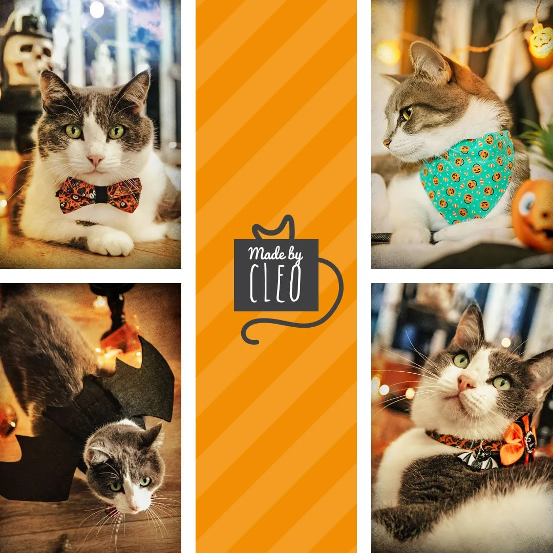 Pet Bandana - "Sweet Tooth" - Halloween Pink Candy Corn Bandana for Cat   Small Dog / Slide-on Bandana / Over-the-Collar (One Size)