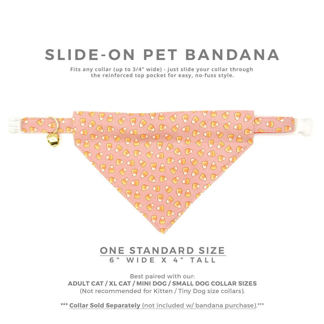 Pet Bandana - "Sweet Tooth" - Halloween Pink Candy Corn Bandana for Cat   Small Dog / Slide-on Bandana / Over-the-Collar (One Size)