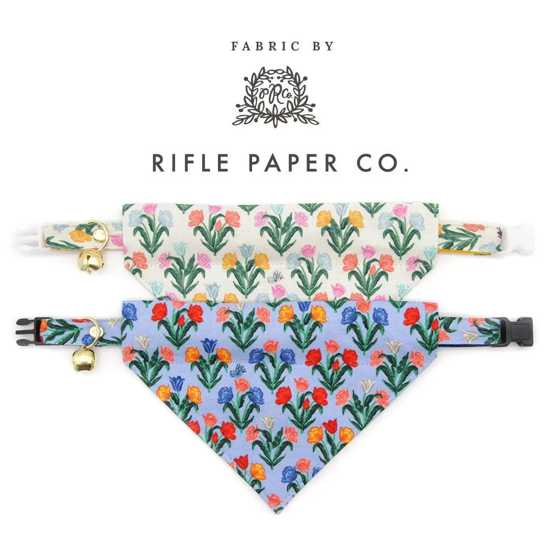Pet Bandana - "Tulip Fields - Cream" - Rifle Paper Co® Floral Bandana for Cat   Small Dog / Spring, Easter / Slide-on Bandana / Over-the-Collar (One Size)