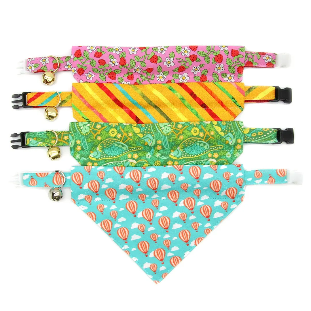 Pet Bandana - "Wild Strawberry - Pink" - Liberty of London® Berry Floral Bandana for Cat   Small Dog / Spring   Summer / Slide-on Bandana / Over-the-Collar (One Size)