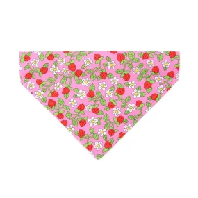 Pet Bandana - "Wild Strawberry - Pink" - Liberty of London® Berry Floral Bandana for Cat   Small Dog / Spring   Summer / Slide-on Bandana / Over-the-Collar (One Size)