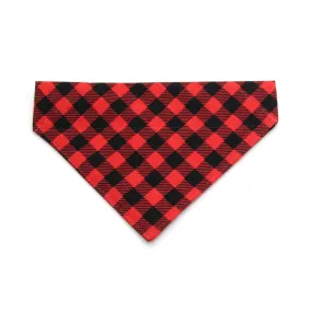 Plaid Cat Bandana - "Cozy Cabin Red" - Red Buffalo Plaid Bandana for Cat   Small Dog / Lumberjack / Slide-on Bandana / Over-the-Collar (One Size)