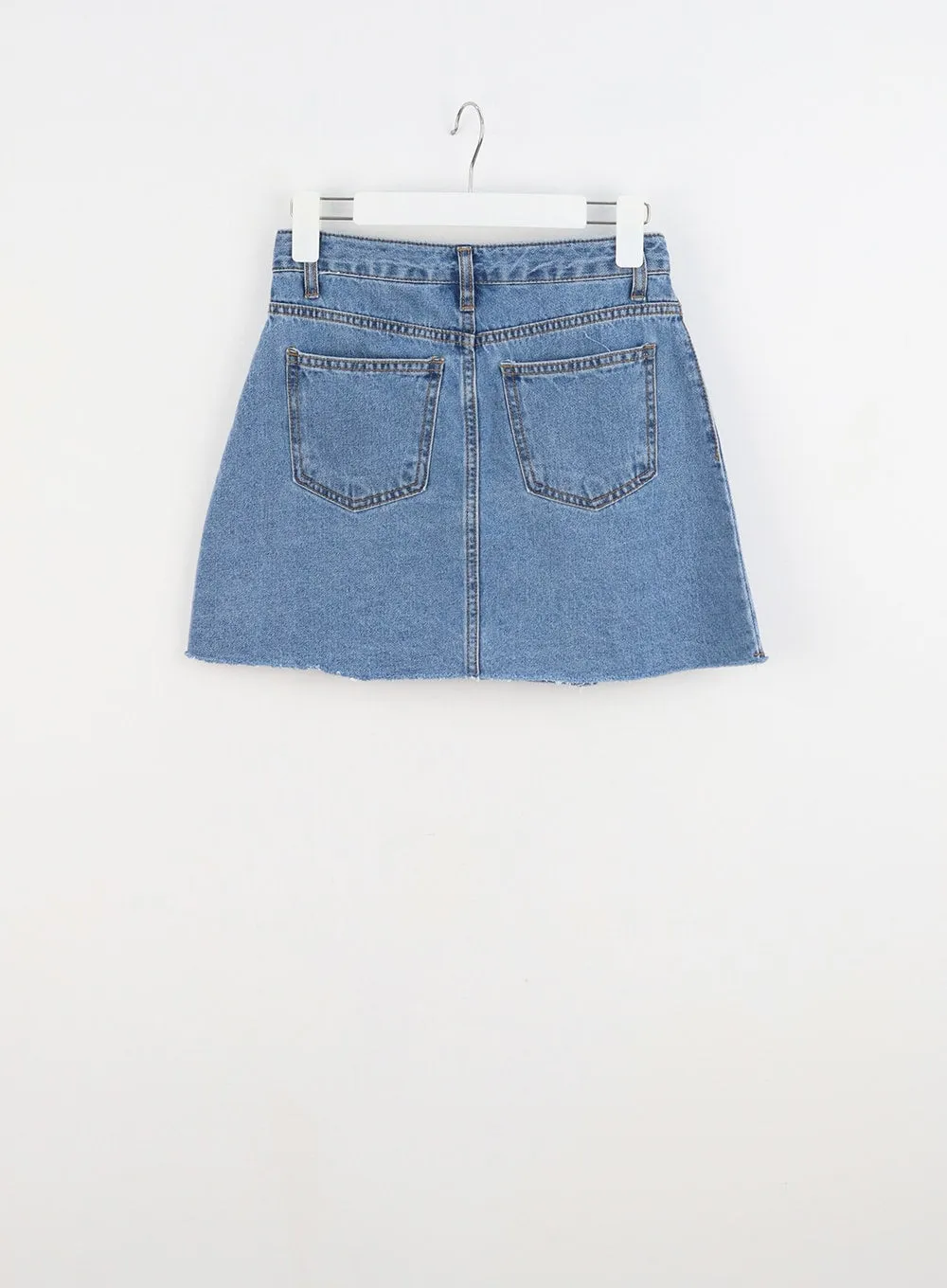 Pleated Denim Mini Skirt IU313