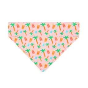 Popsicle Cat Bandana - "Palms & Popsicles - Pink" - Palm Tree Tropical Bandana for Cat   Small Dog / Summer, Ice Cream / Slide-On Over the Collar Bandana